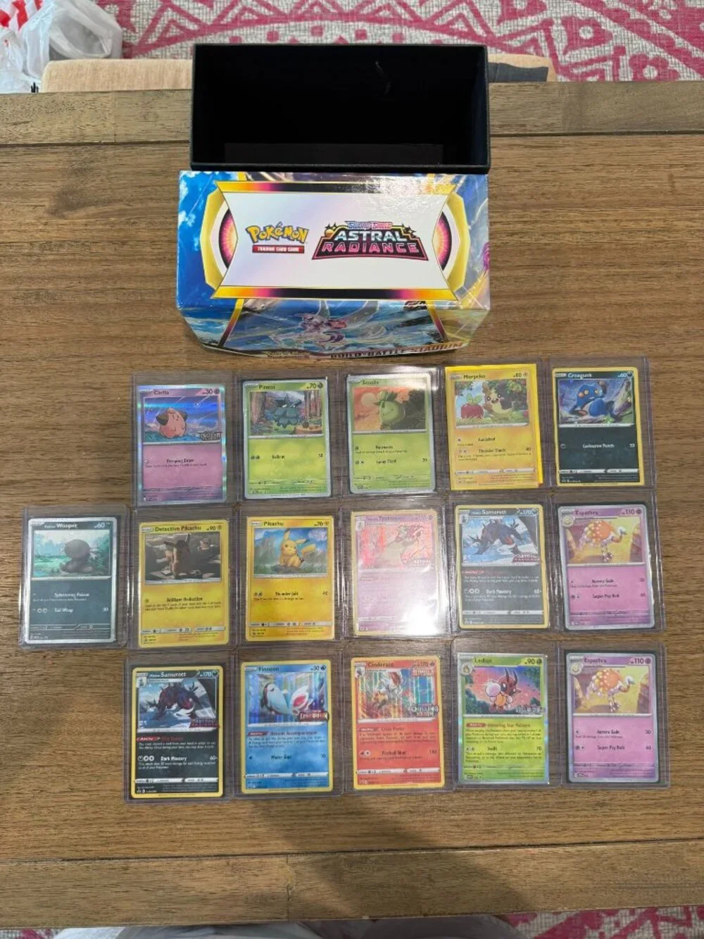 Pokemon TCG Card Lot (15 Holos/Promos) + Astral Radiance Deck Box/ Storage